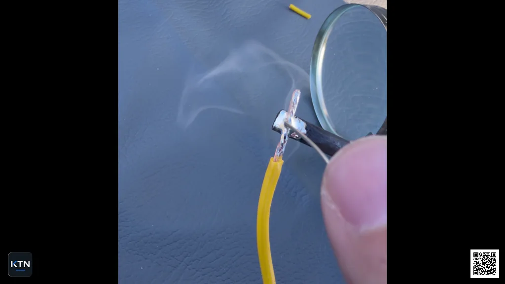 Solder being fed from the opposite side of the heated wire end